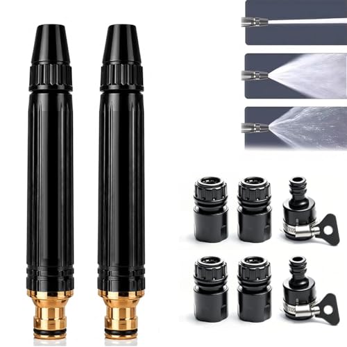Upgrade Home High Pressure Car Wash Water Gun 2026 New Adjustable Booster High Pressure Hose Nozzle Portable Water Hose Nozzle for Car Driveway Patio Yard Watering and Washing (#2Sets)