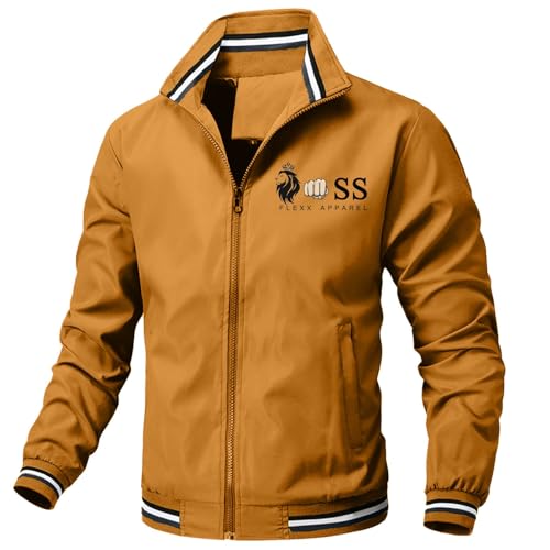 Mens Jacket Fall Winter Retro Zip Up Stand Collar Casual Sport Jackets - image 2