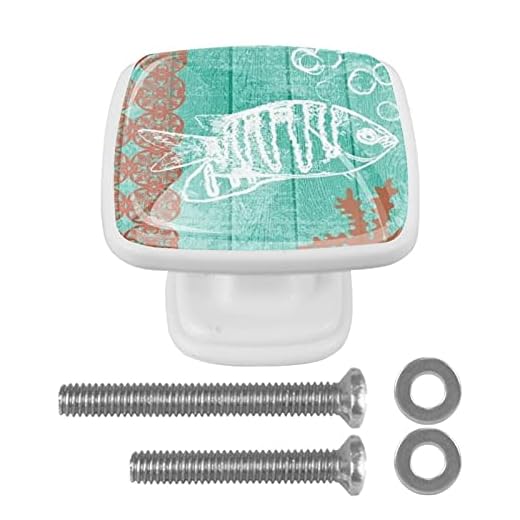 Krita fisk spotta bubblor tryck 30 mm fyrkantiga lådknoppar 4 st köksskåp knopp handtag drag för skåp garderob byrå dörr möbler heminredning