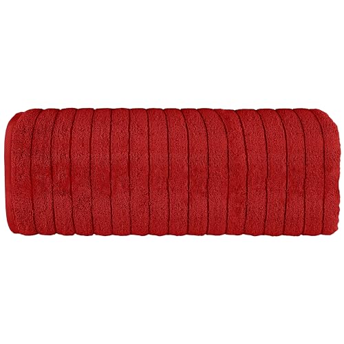 Image of Elegant Comfort 100% Turkish Cotton Corduroy Ribbed Luxury Jumbo Bath Towel Ultra Soft - 35 x 70 Inch - Luxury Spa Premium Hotel Quality Highly Absorbent and Quick Dry Large Bath Towel, Red