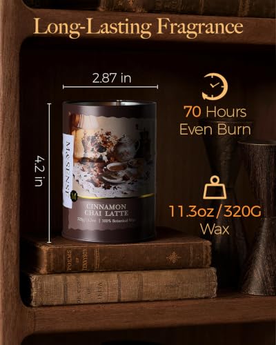 Image of M&SENSE Cinnamon Chai Latte Scented Soy Fall Candles, 11.3 oz