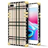 WANKBLC Compatible with iPhone 8 7 SE Case, Black Red Beige Stripes Luxury Golden Decoration for Girl Women Soft TPU Shockproof Protective Hard PC Back for iPhone 8 7 SE