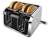 BLACK+DECKER 4-Slice Toaster, Traditional Square, Black with Stainless Steel Accents, TR1400SB