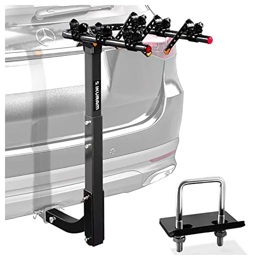 IKURAM 3 Bike Rack Bicycle Carrier Racks Hitch Mount Double Foldable Rack for Cars, Trucks, SUV's and minivans with a 2" Hitch Receiver