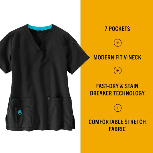 Carhartt Force Cross-Flex Women’s V-Neck Tech Top — Black, Large #TOP1