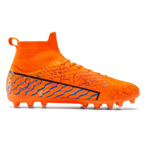 Image of Unisex Soccer Cleats Mens Lightweight No-Tie Lacing System Multi-Surface Football Shoes with Ankle Support for Beginners to Advanced Players