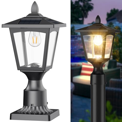 Greluna Solar Lamp Post Lights Outdoor, 3000K Dusk to...