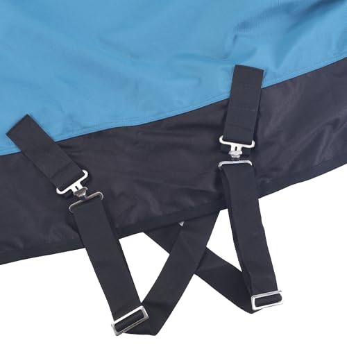 Image of LEAFOREST 1200D Pony Mini Horse Rain Sheet Waterproof Breathable Blanket | Windproof Turnout Sheet for Miniature Horses, Foals, Yearlings, Donkeys. Ideal for Stable, Paddock Blue Black 42IN