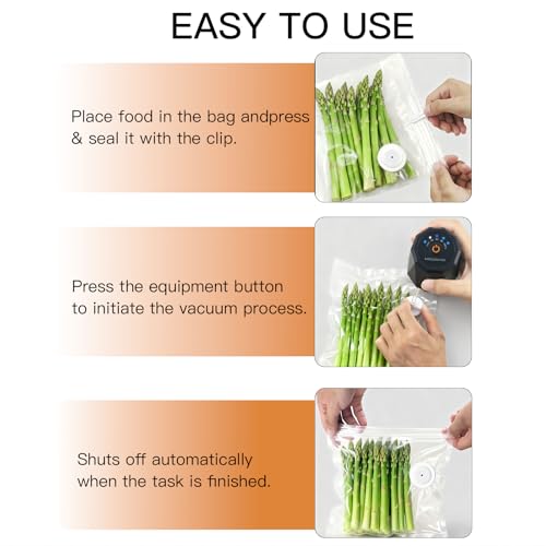Image of MEGAWISE Handheld Cordless Vacuum Sealer Pump, Rechargeable Portable One‑Button Automatic Sealer for Dry & Moist Food, Compatible with 99% Vacuum Sealer Bags, for Kitchen, BBQ & Travel