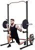 Soporte de sentadillas ajustable Lmdex, rack para barra, soporte para sentadillas, press de banca, dominadas, rack de pesas para gimnasio en casa 4