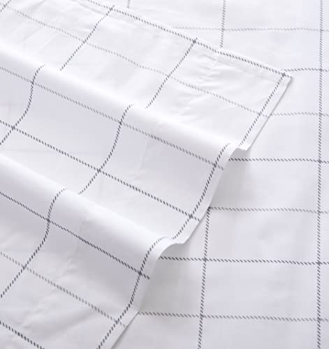Image of Eddie Bauer - Full Sheets, Cotton Percale Bedding Set, Crisp & Cool Home Decor, Dorm Room Essentials (Northern Plaid Grey, Full)