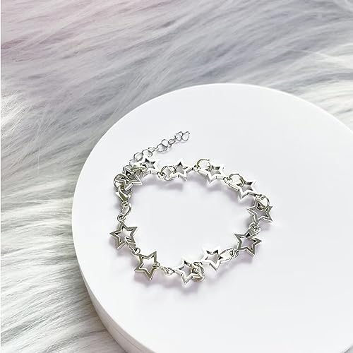 Todu Vintage Punk Y2k Star Chain Bracelets Lightweight Aesthetic Accessories Grunge Cool Couple Friendship Christmas Jewelry For Women(No Pearls)3