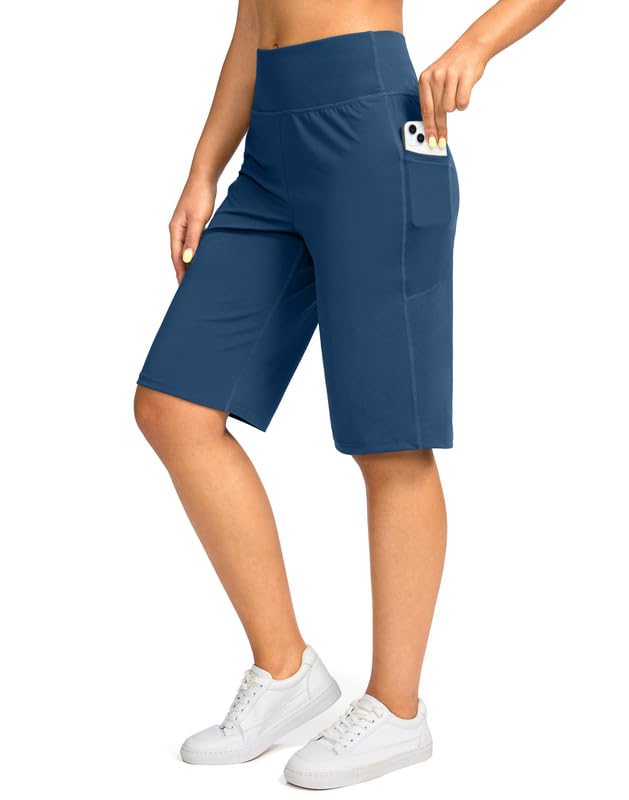 G Gradual Bermuda Shorts for Women with Pockets 12" Knee Length Women's High Waisted Stretch Long Shorts Walking Casual