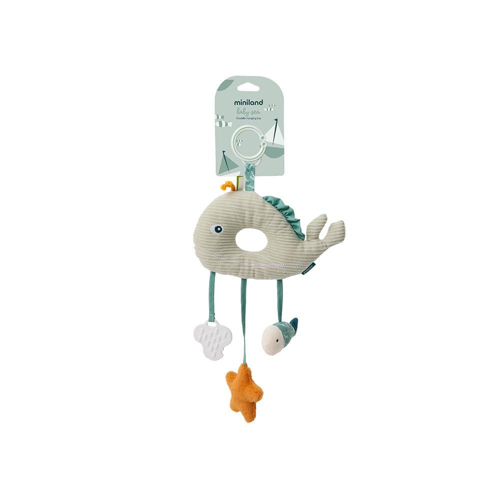 Miniland - Crib Mobile Toy - Sensory Centre for Babies: with Textures and Teether - To Hang or Use Loose (Baby Sea)