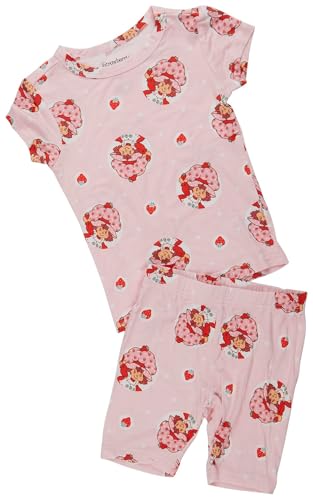Centric Brands Strawberry Shortcake Girls’ Pajama Set – Crewneck Top & Shorts – Soft Viscose Blend – Sizes 2T–10