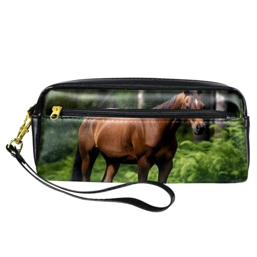 Astuccio estetico Scatola di matite Cavallo sullerba Piccolo astuccio per marrone
