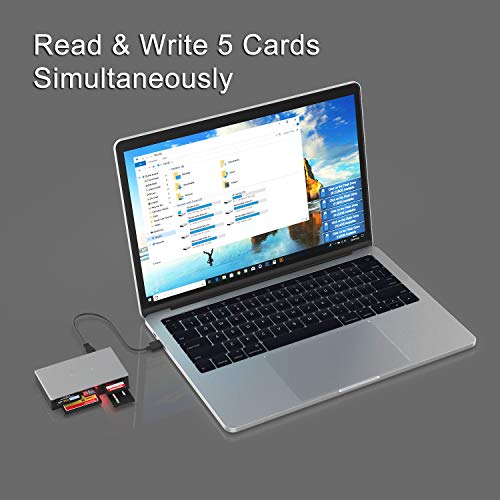 INDMEM SD Card Reader USB C OTG Memory Card Reader USB 3.0 All-in-1 Read 5 Cards Universal Adapter Multi Hub for CF, Micro SDXC, Micro SD, SDHC, MMC, RS-MMC, MS, M2, TF, xD Picture Card - Thumbnail 3