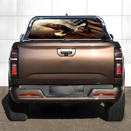 Image of Rear Window Decals for Trucks - 65x22 in Back Window American Flag Decals Fit Most Pickup Trucks SUV, Vinyl Back Window Decal Truck Rear Window Graphics for Personalized