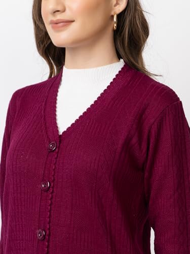 Image of Women's Warm Woolen Cardigan - Stylish Full Sleeve Knitwear for Winter, Cozy & Elegant Sweater
