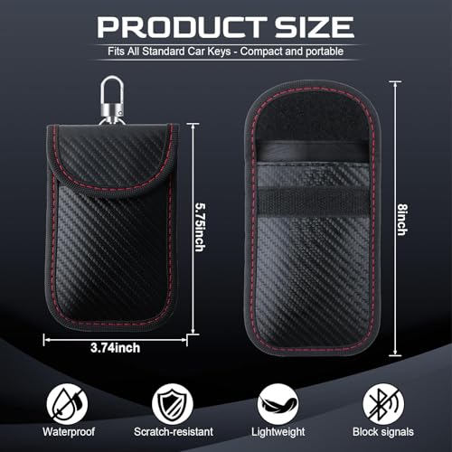 Image of 1 Pack Carbon Fiber Faraday Bag for Car Keys, RFID Signal Blocking Faraday Pouch, Mini Faraday Cage Anti-Theft Car Key Pouch Prevents Relay Attacks
