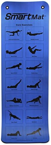 Prism Fitness 16mm Thick Smart Self-Guided Stretching and Exercise Mat for Yoga, Pilates, and Stretching, Blue