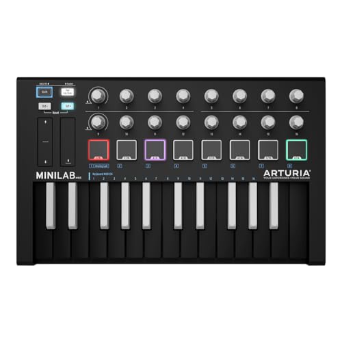 Arturia - MiniLab MkII Inverted - Portabler MIDI-Controller für die Musikproduktion, mit All-in-One Software-Paket - 25 Tasten, 8 Multi-Color Pads