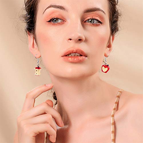 Handmade Simulation food Croissant French Bread Toast Dangle Drop Earrings Cute Unique Baguette Apple Coffer Cap Earrings Set for Women Girls Jewelry4