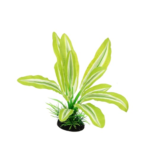 Image of Silk Aquarium Plants for Betta Fish Tank, Green-Yellow, 8 Inch | 2 Pieces, Aquatic Water Grass Decoration