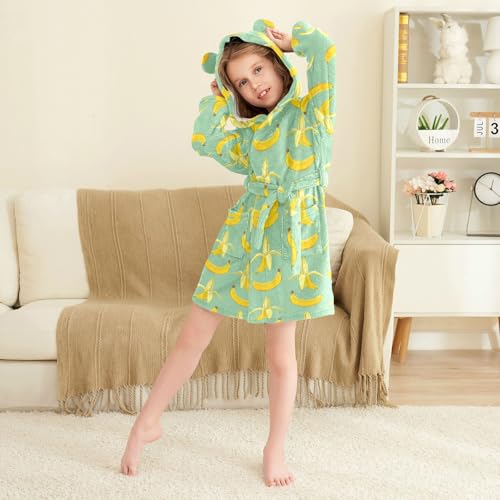 Wusikd Banana kids' Bath Sleepcoat Watercolor Plush Bath Towls Toddler for Boys Girls S4