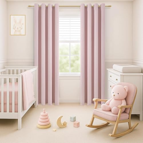 Image of Galaxy Home Decor Premium 100% True Blackout Eyelet Curtain for Window 5 Feet| Thermal Insulated Modern Plain Curtain for Living Room & Bedroom|Pack of 1, Baby Pink