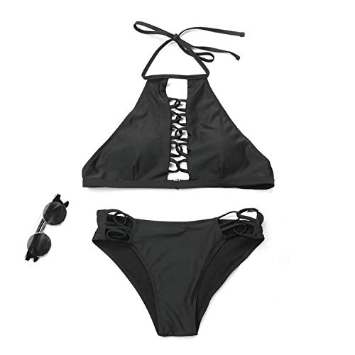 OneCut Damen Badeanzug Zweiteiliger Badeanzug Strand Bademode Bikini Sets - Schwarz - 42-44 Cover