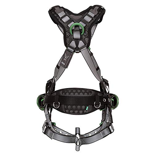 Image of MSA V-FIT Standard Safety Harness - Polyester & Nano-Technology Treated Web Full Body Harness Back, Shoulder Padding, Gray