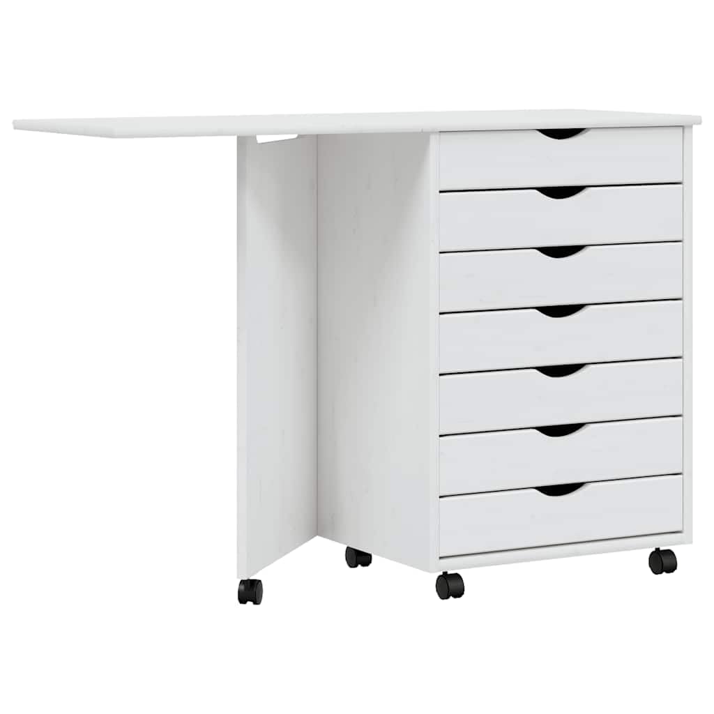 Armoire de bureau pliable gain de place en bois blanc à roulettes Moss