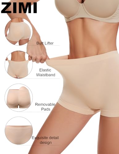 Image of Zimi Collection Tummy Control High Waist Butt Lifter Panties Padded Underwear for Women Hip Enahncer Body Shaper Boyshort