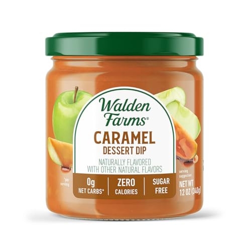 Walden Farms Caramel Dessert Dip – Zero Calorie, Sugar Free, Keto & Fat Free Sweet Topping for Apples, Desserts & More – 12 oz Jar