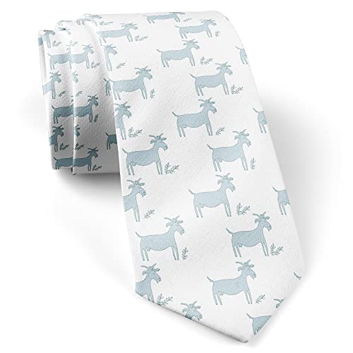 Skinny Slim Fashion Necktie for men Novelty Conversational Neckwear Ties (Goats On Pattern)