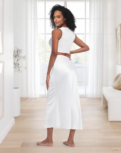 Image of Long Half Slip for Women Under Dress Satin Slip Skirt Extenders Underskirt