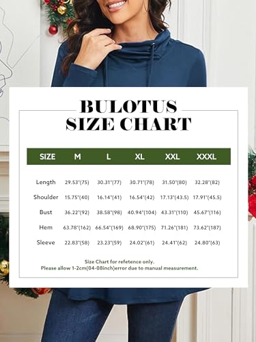 Bulotus Fall Sweaters for Women 2025 Cowl Neck Asymmetrical Long Tunics for Leggings Vacation Travel Tops with Pockets