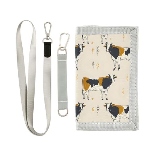 ALAZA Kids Wallets for Boys Girls Toddler Trifold Wallet Children Small Cow Cream with Zipper Coin Pocket