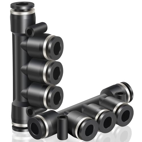 TAILONZ PNEUMATIC 4MM OD 5 Pcs Straight Push Connectors Plastic Quick Release Connectors Air Line Fittings PK-4 (5 Way)
