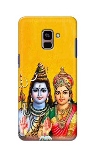 Image of PRINTFIDAA Lord Shiva Parvati Yellow Background Printed Designer Hard Back Case Cover for Samsung Galaxy A8 Plus (2018), A730F, A730F / DS -(SF) MVN1008
