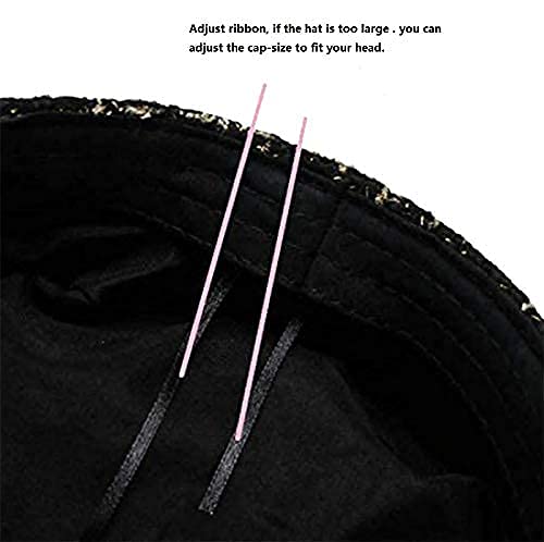 Women Tweed-Plaid-Newsboy Fiddler Cap Classic Cabbie-Berets Hat Winter Fashion Teens Adjustable 55-57Cm (Black) #TOP6