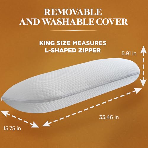 ORION - Talalay Latex King Size Pillow - Luxury Sleep with Premium Latex Support, No Vacuum Packing, Premium Box & L-Shaped Easy-Open Cover with Lavender Scent - King Pillow - 33.46 x 15.75 x 5.91 in