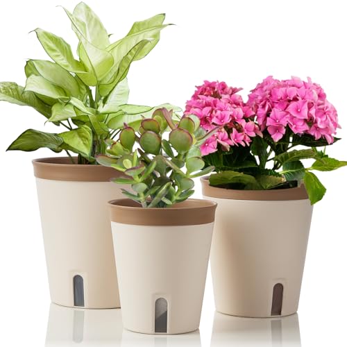 Conjunto de 3 potes autoirrigáveis, vasos de plantas autoirrigáve...