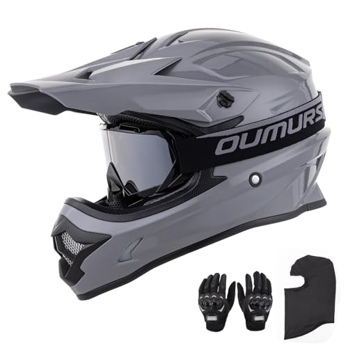 OUMURS Adult ATV Dirt Bike Helmet with Goggles Gloves & Mask Adjustable Sun Visor Motorcycle Adult...
