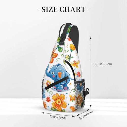 Mochila cruzada unisex estilo Cartoon Elephant Flower miniatura 3