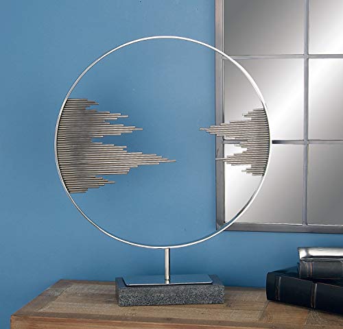 Deco 79 Stainless Steel Geometric Sculpture With Stand, 19" X 4" X 23", Black #TOP10