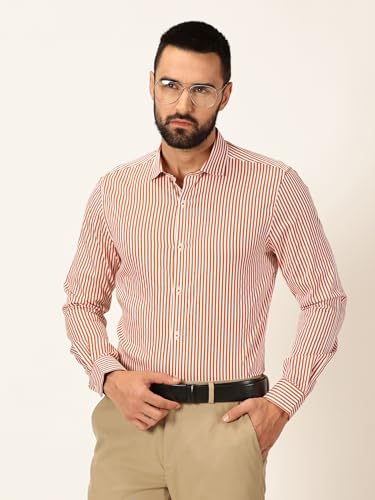Image of Thomas Scott Men's | Stripes | Full Sleeve | Slim Fit | 100% Cotton | Cutaway | Formal Shirt
