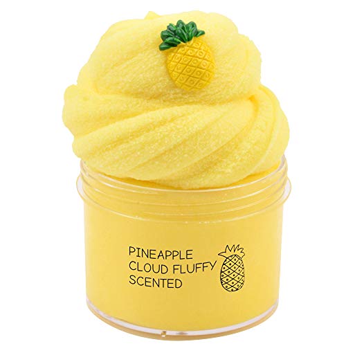 GoodGoodStudy 200ML Pineapple Fluffy Cloud Slime, Non-Sticky Floam Slime Stress Relief Toy Scented DIY Sludge Toy for Girls and Boys(8oz)