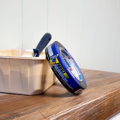 Image of ABRO Masking Tape, 24mm x 55M, All Purpose Blue Masking Tape for Temporary Labeling and Marking, Easy Tear, Clean Removal, Painters Tape for DIY and Professional Uses - Blue